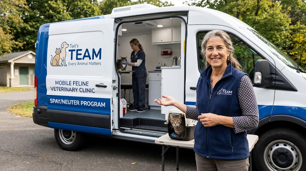 Donna Sicuranza associated with TEAM's mobile feline spay-neuter clinic in Connecticut
